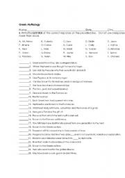 Greek Gods and Goddesses Worksheets