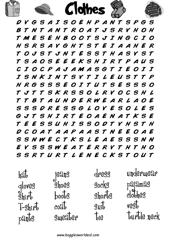 Hard Word Search Worksheets