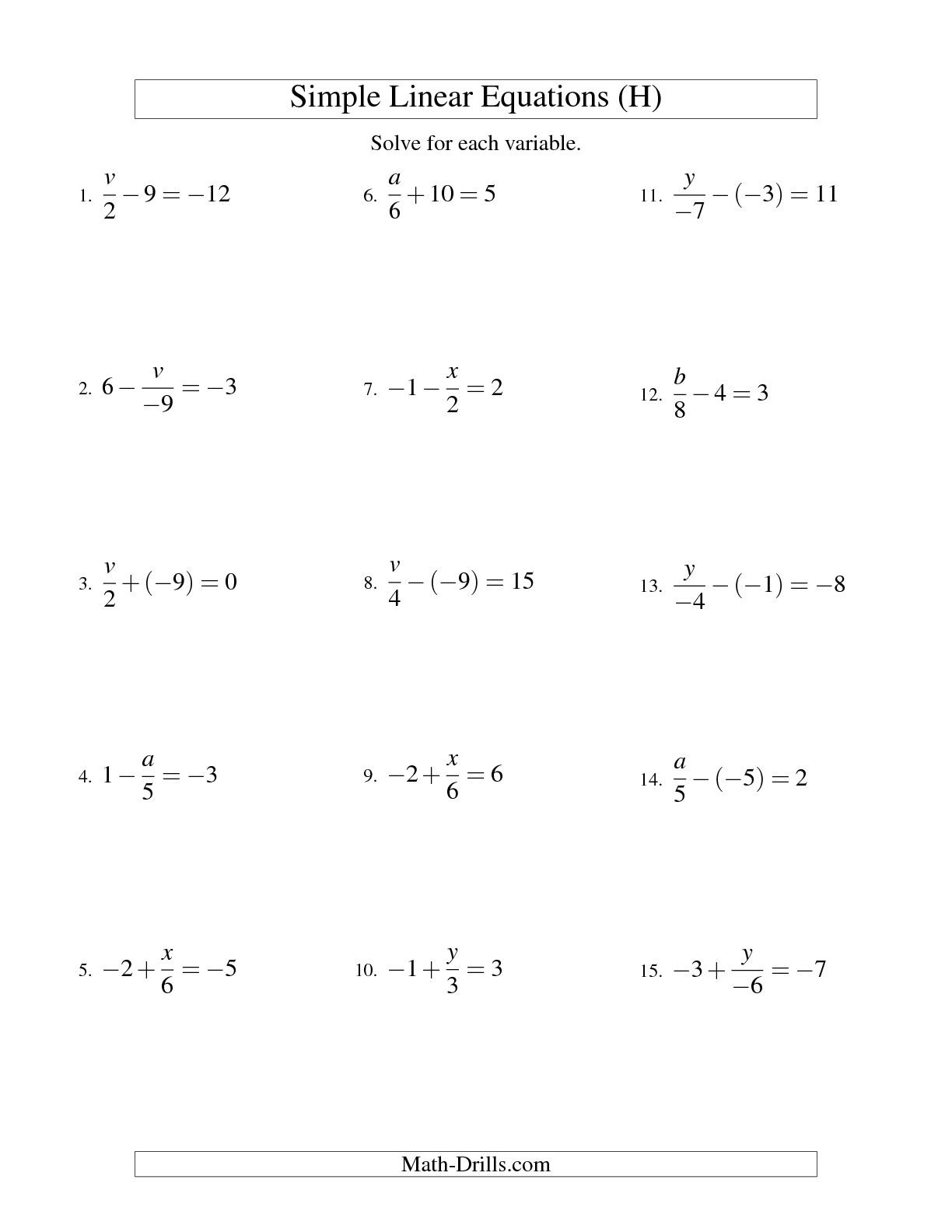 12 2 Step Equation Worksheets Variable Worksheeto