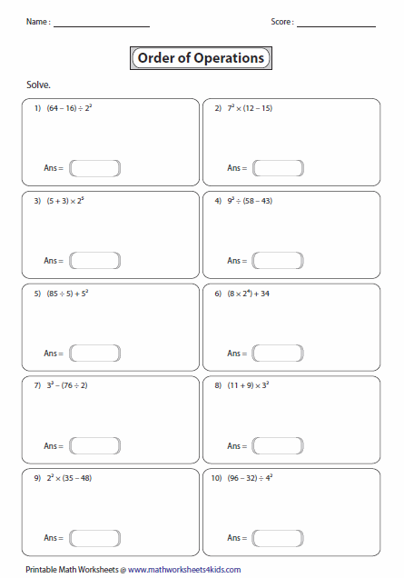 Parentheses Math Worksheets