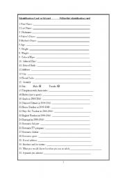 Student Information Sheets to Fill Out