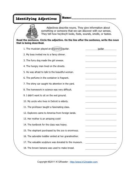 3rd Grade Adjective Worksheets