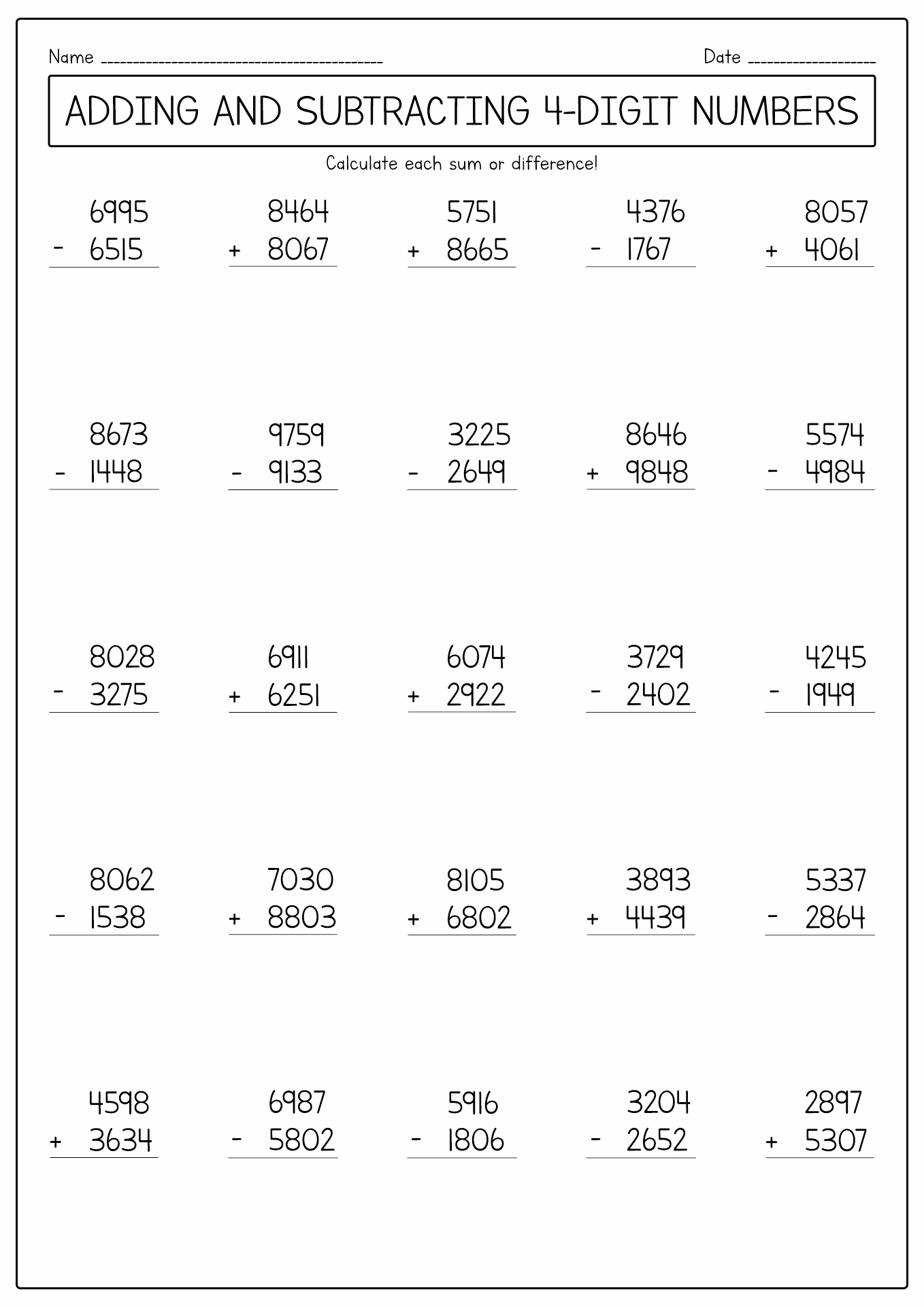 15 Four Digit Math Worksheets Free PDF At Worksheeto