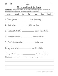 Comparison Adjectives Worksheets