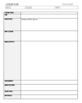 High School Lesson Plan Template