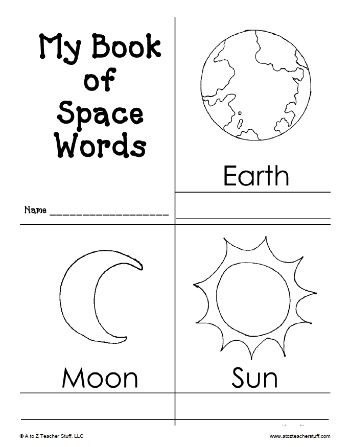 Kindergarten Worksheets Free Printable Space Books