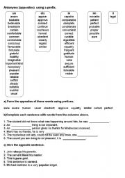 Prefix Antonym Worksheets