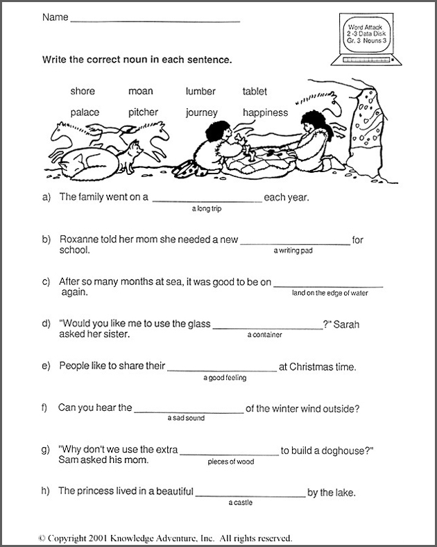 Printable Noun Worksheets 3rd Grade