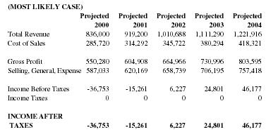 Projected Income Statement