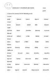 Synonym Antonym Worksheets