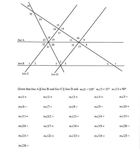 Transversals and Angles Worksheet Answers