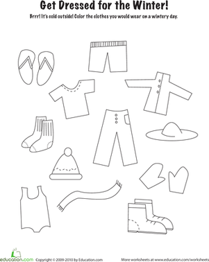 Winter Clothes Worksheet