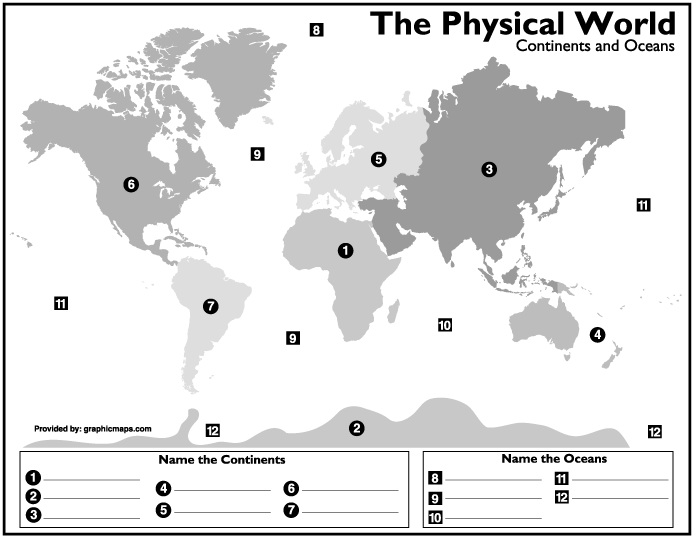 World Map Continents and Oceans Quiz