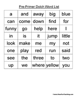 Dolch Sight Word Lists