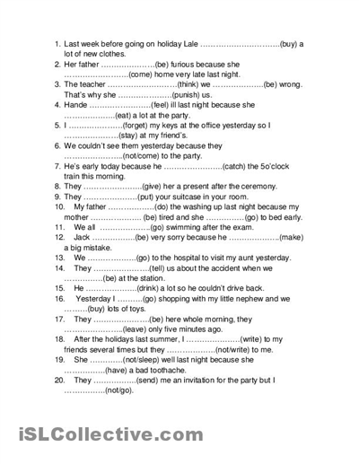 Past Tense Printable Worksheets