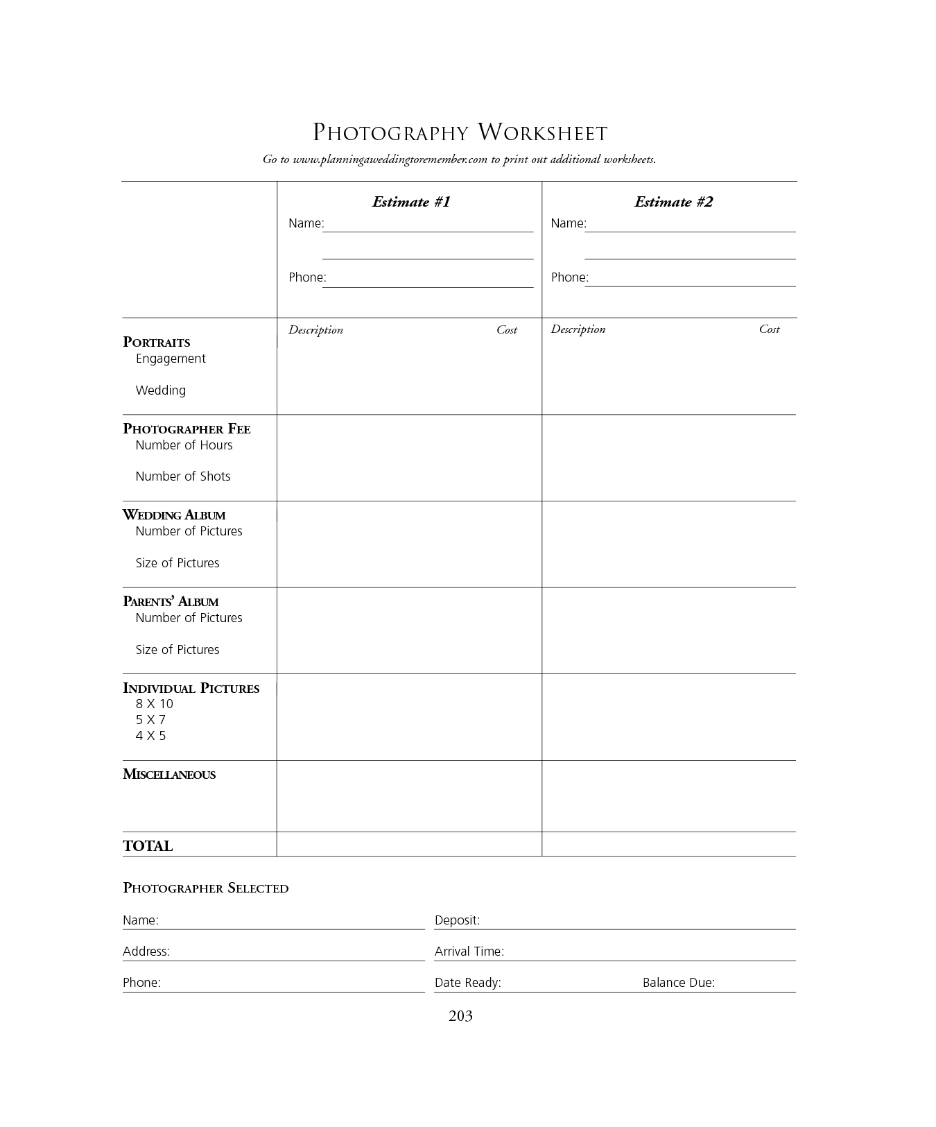 Printable Photography Worksheets