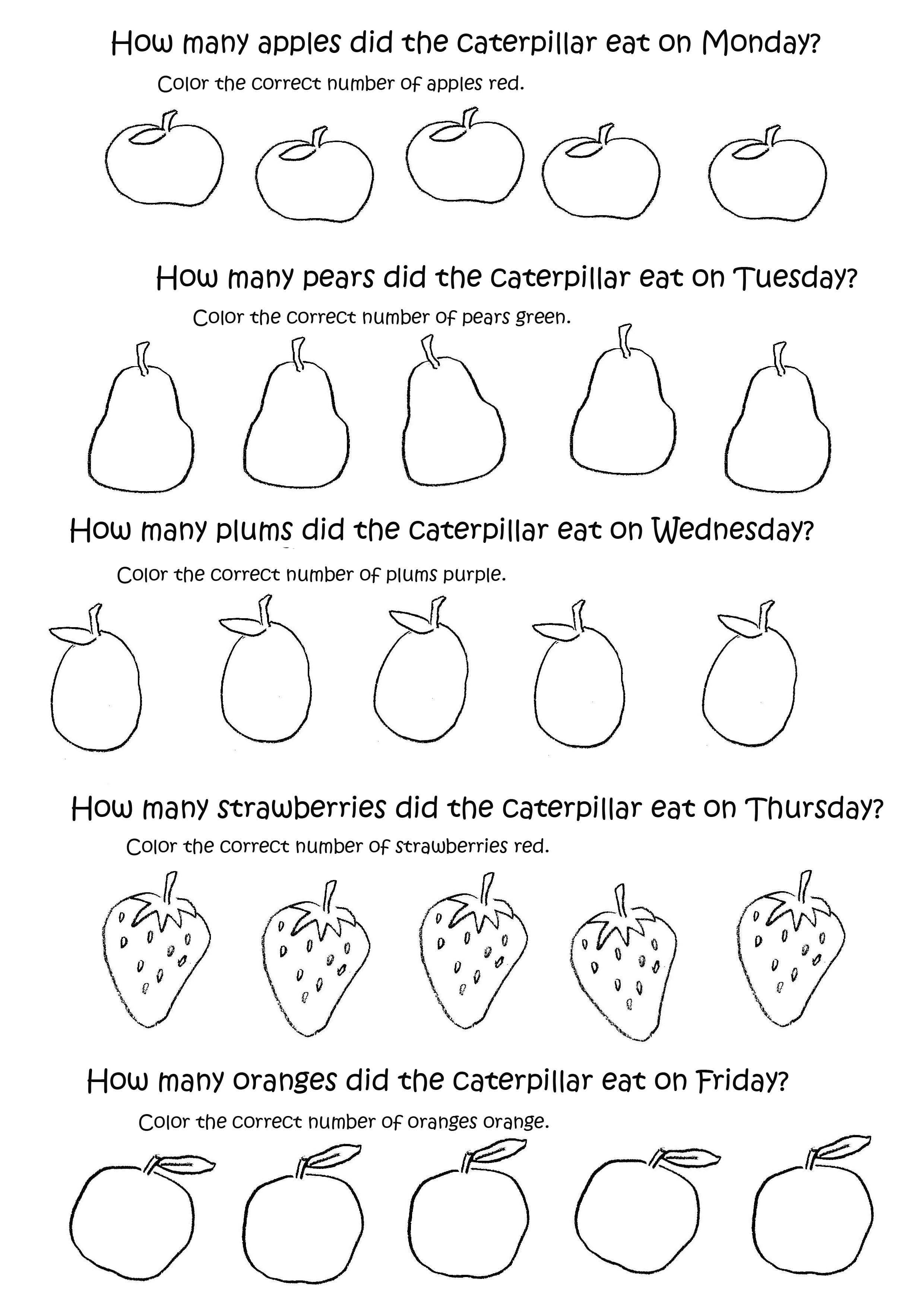 Very Hungry Caterpillar Worksheet