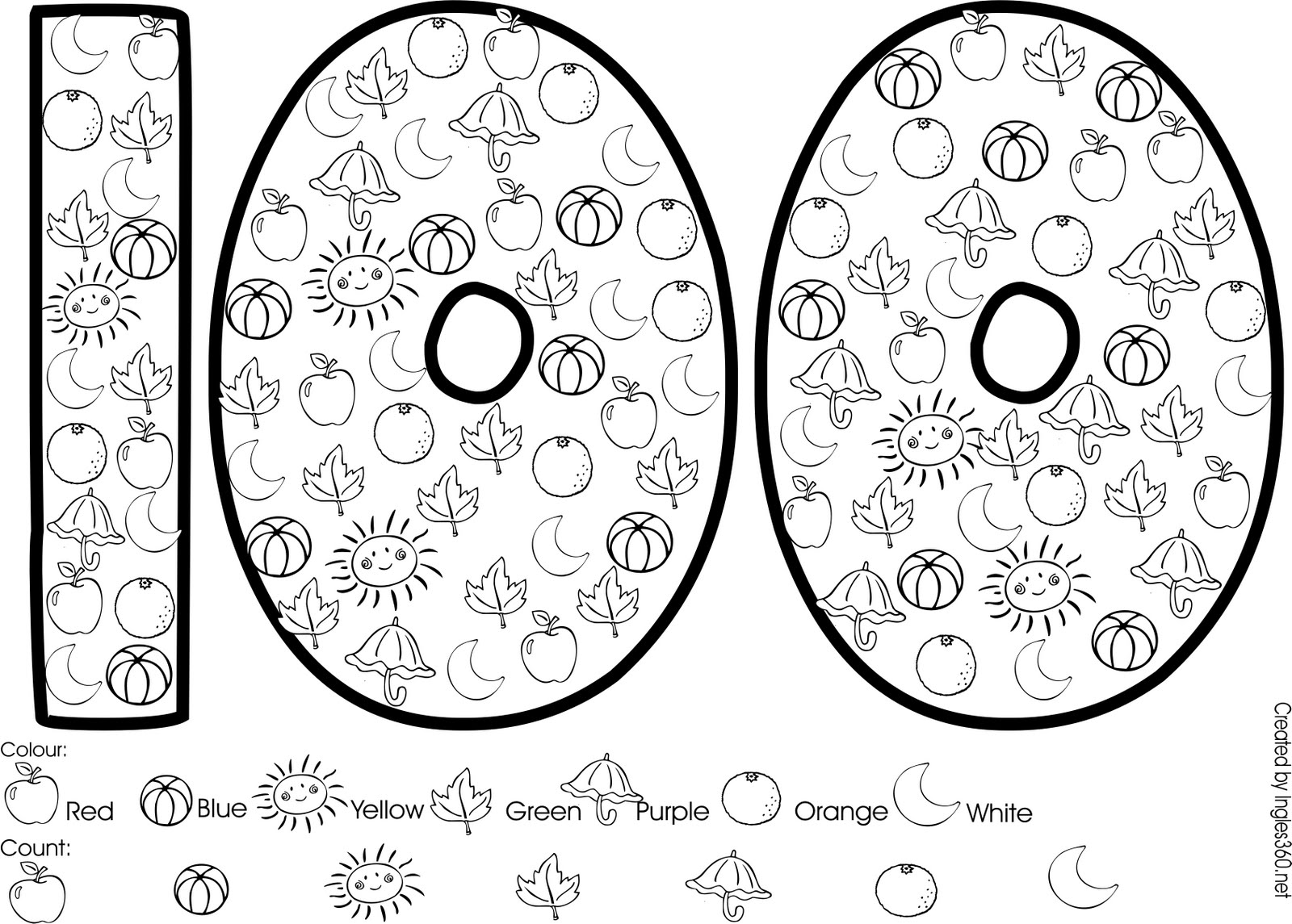 100 Days School Coloring Pages