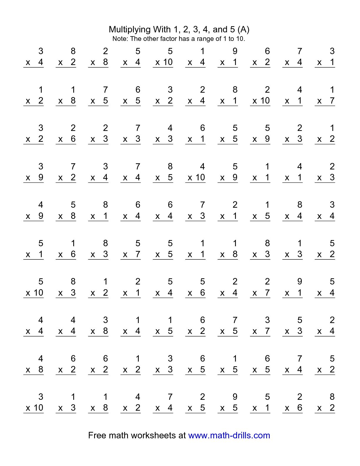 100 Multiplication Worksheet