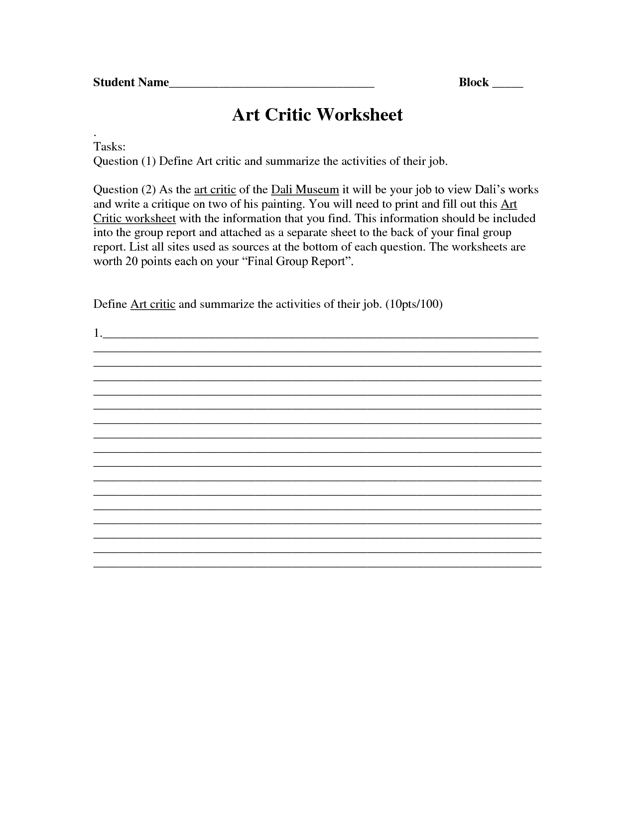 the art assignment critique