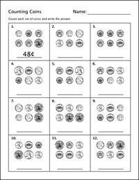 Counting Mixed Coins Worksheets