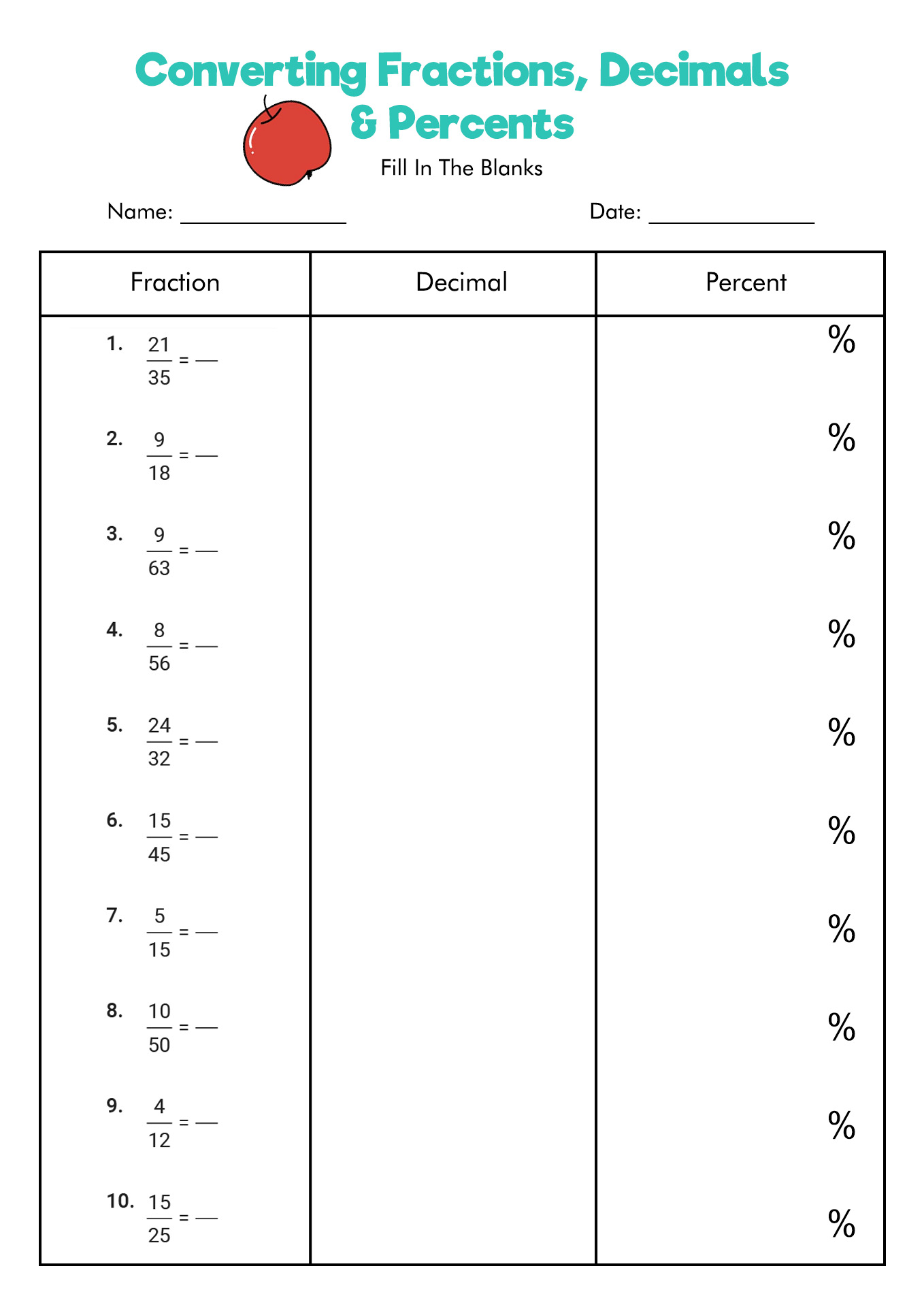 10 Percent Change Worksheet Worksheeto