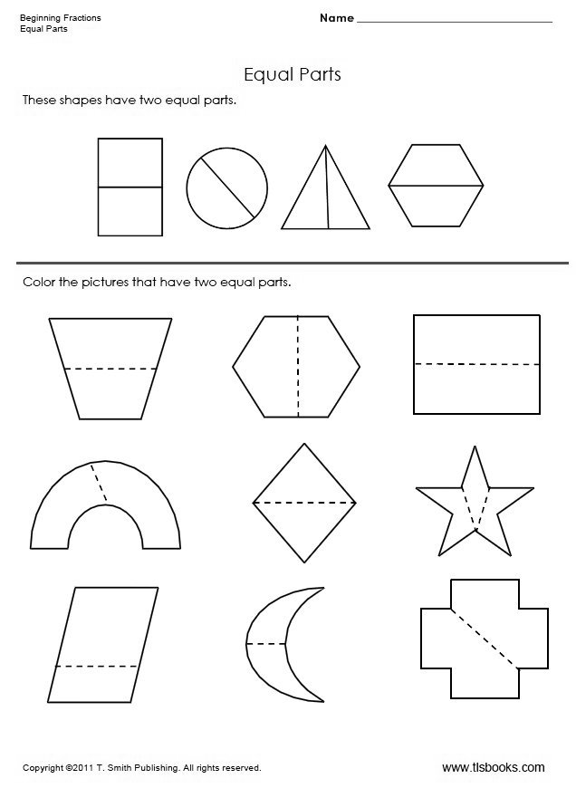 Fractions and Equal Parts Worksheet