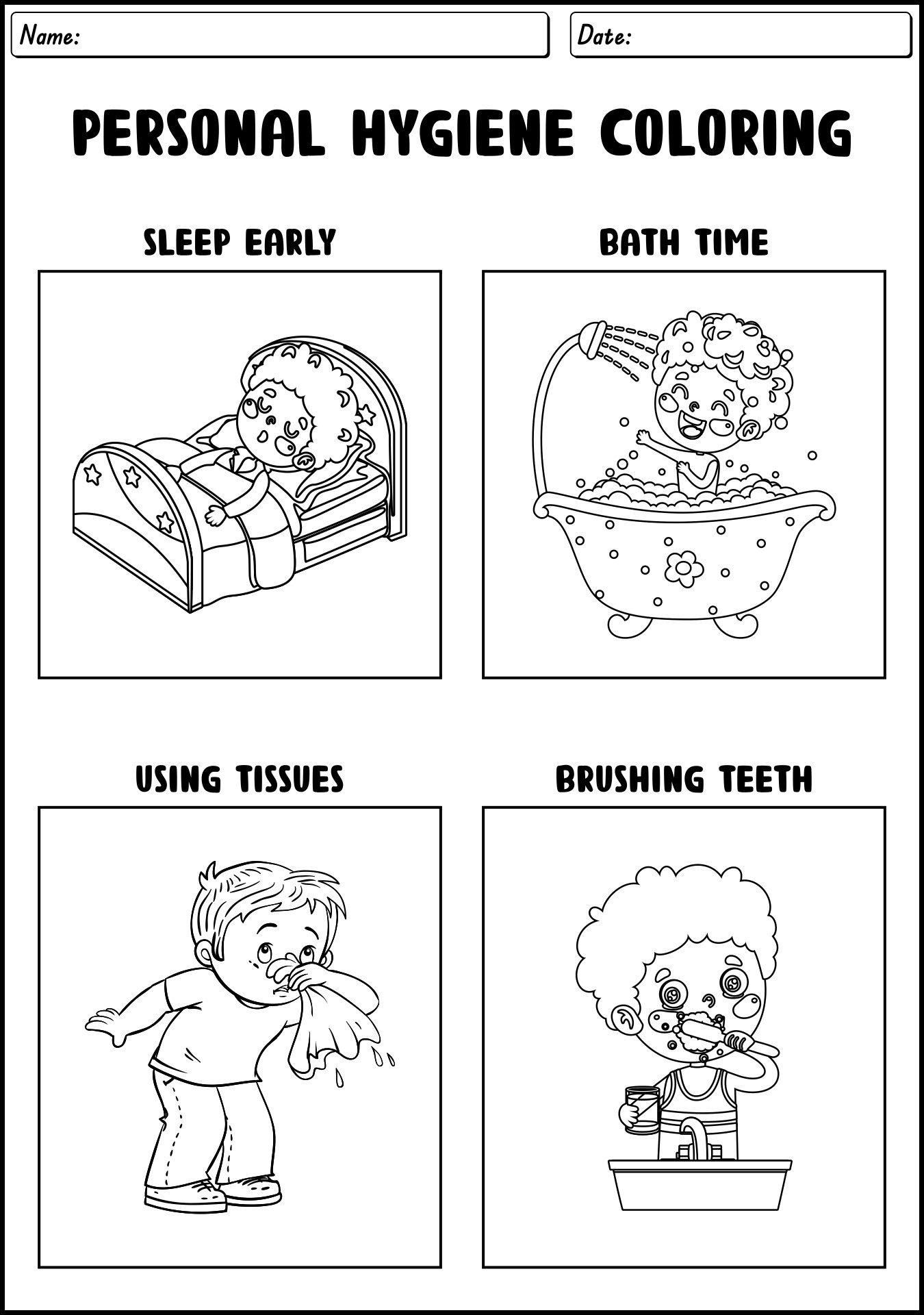 Personal Hygiene Coloring Pages