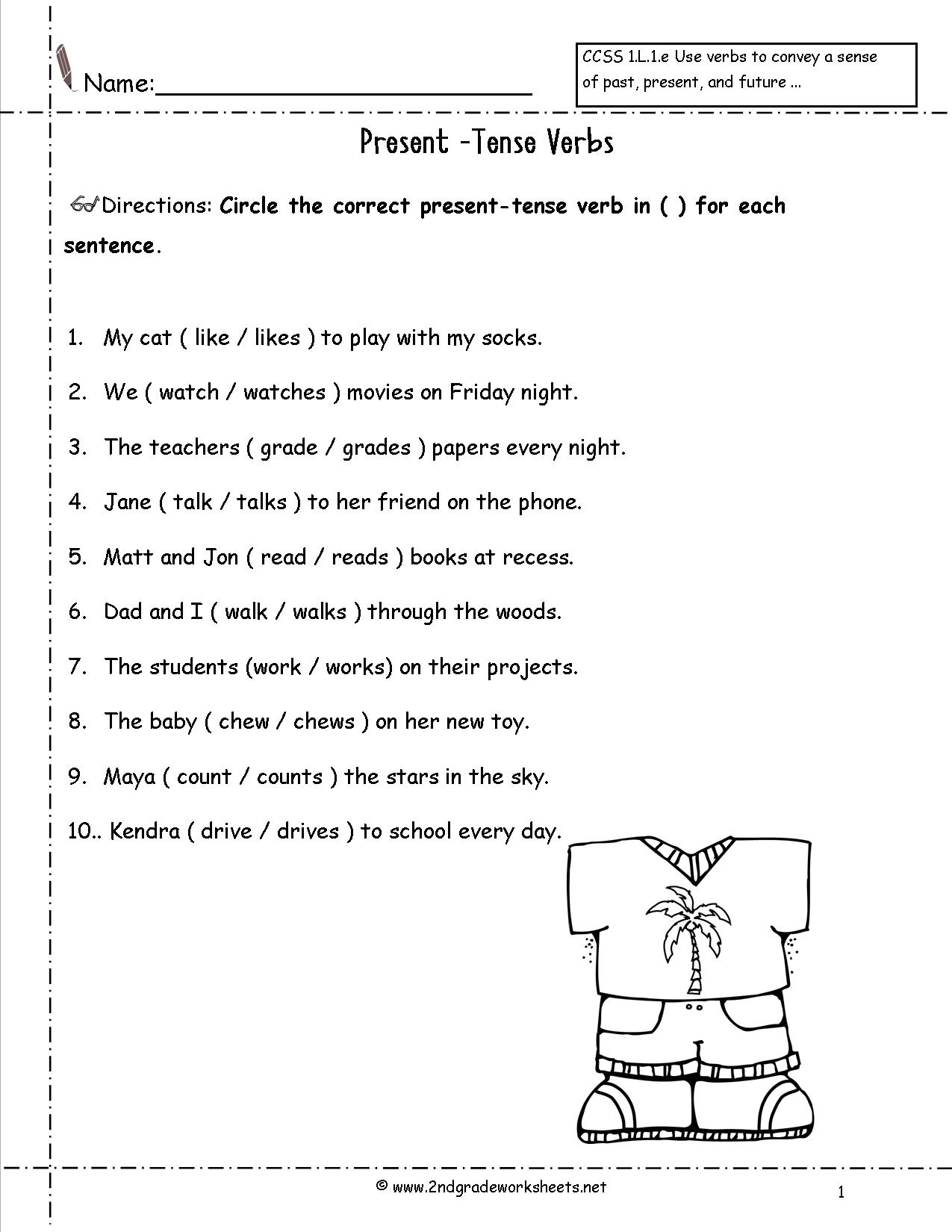 18 Present Tense Verb Worksheets 2nd Grade Worksheeto