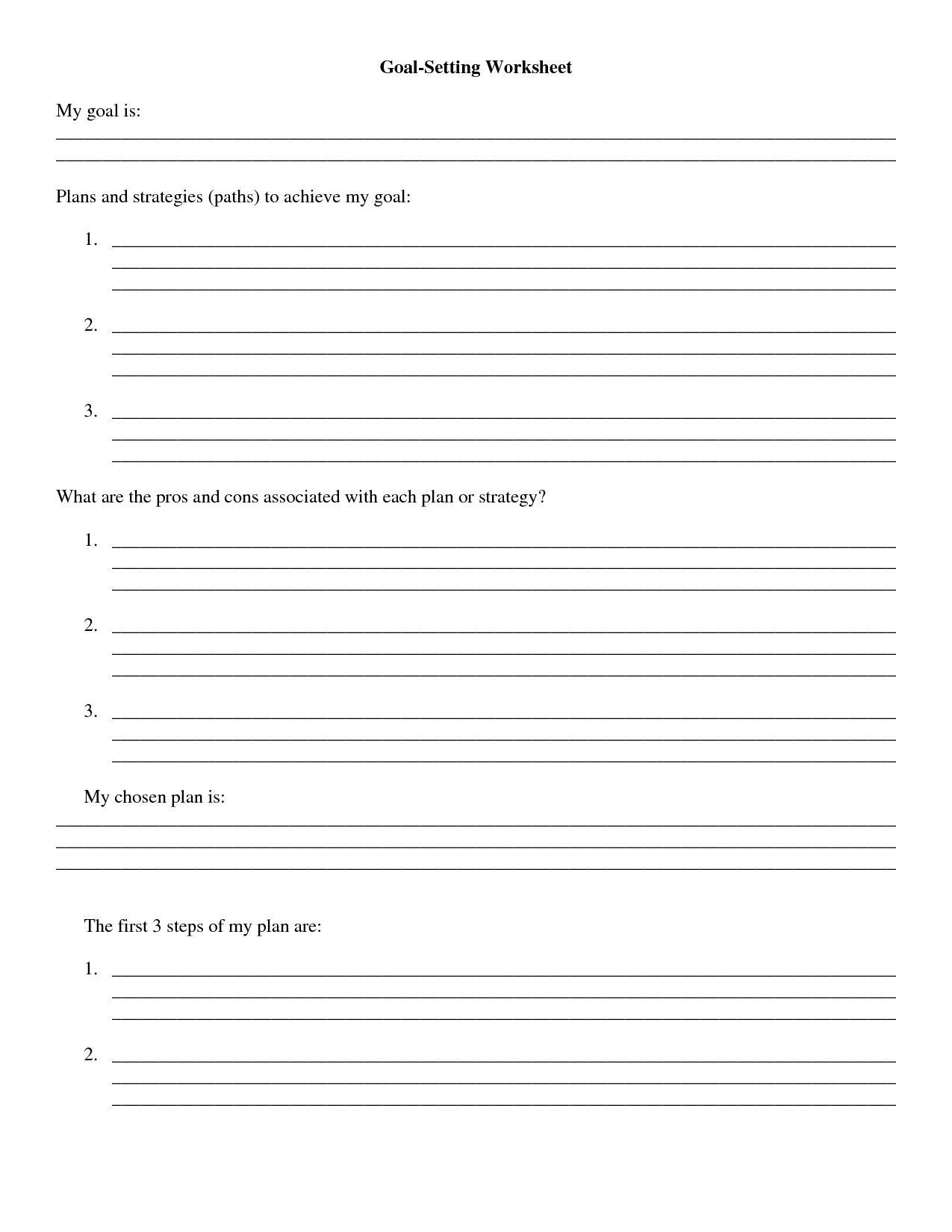 Smart Goal Setting Worksheet