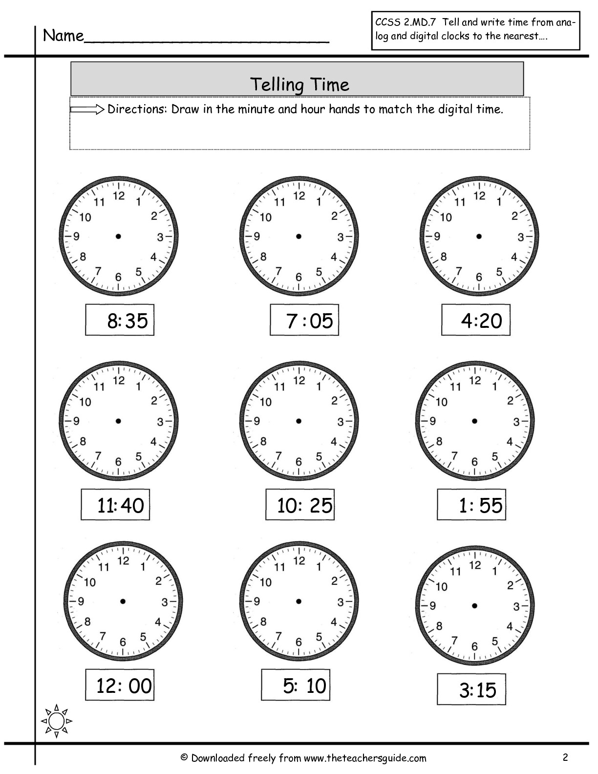 Telling Time Worksheets