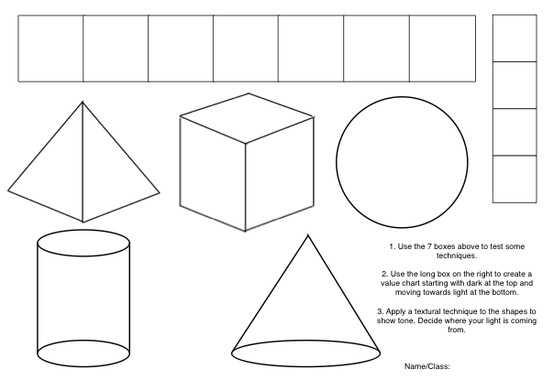 Art Lessons Shading Values Worksheet