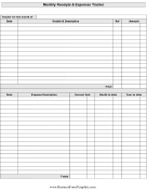 Blank Monthly Receipt Template