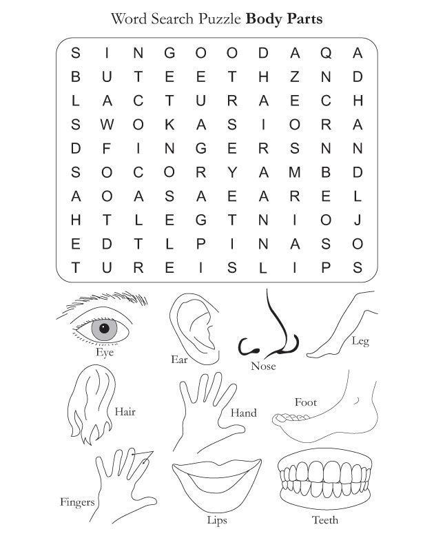 Body Parts Word Search Puzzle