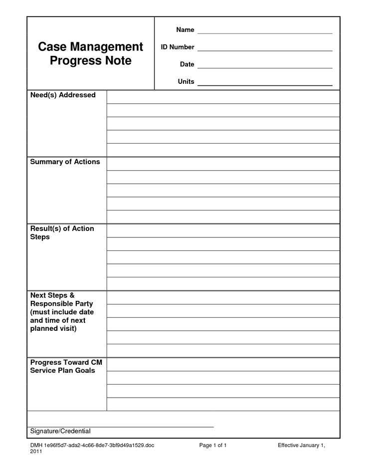 Case Management Progress Note Template