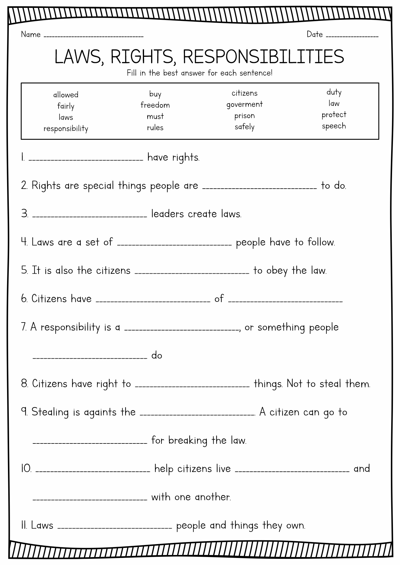 13 Printable Worksheets On Responsibility Free PDF At Worksheeto