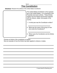 Constitution Worksheet Answers