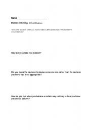 Decision-Making Worksheets Printable