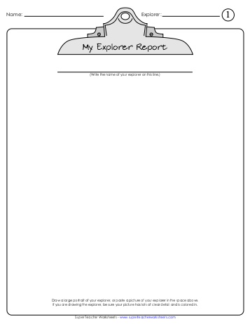 My Explorer Report Super Teacher Worksheets