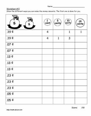 Printable Money Math Worksheets 3rd Grade