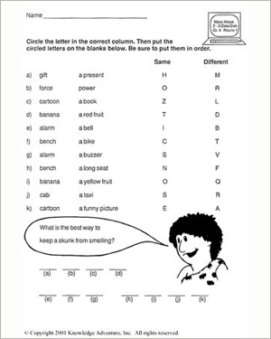 Printable Riddle Worksheet for Kids