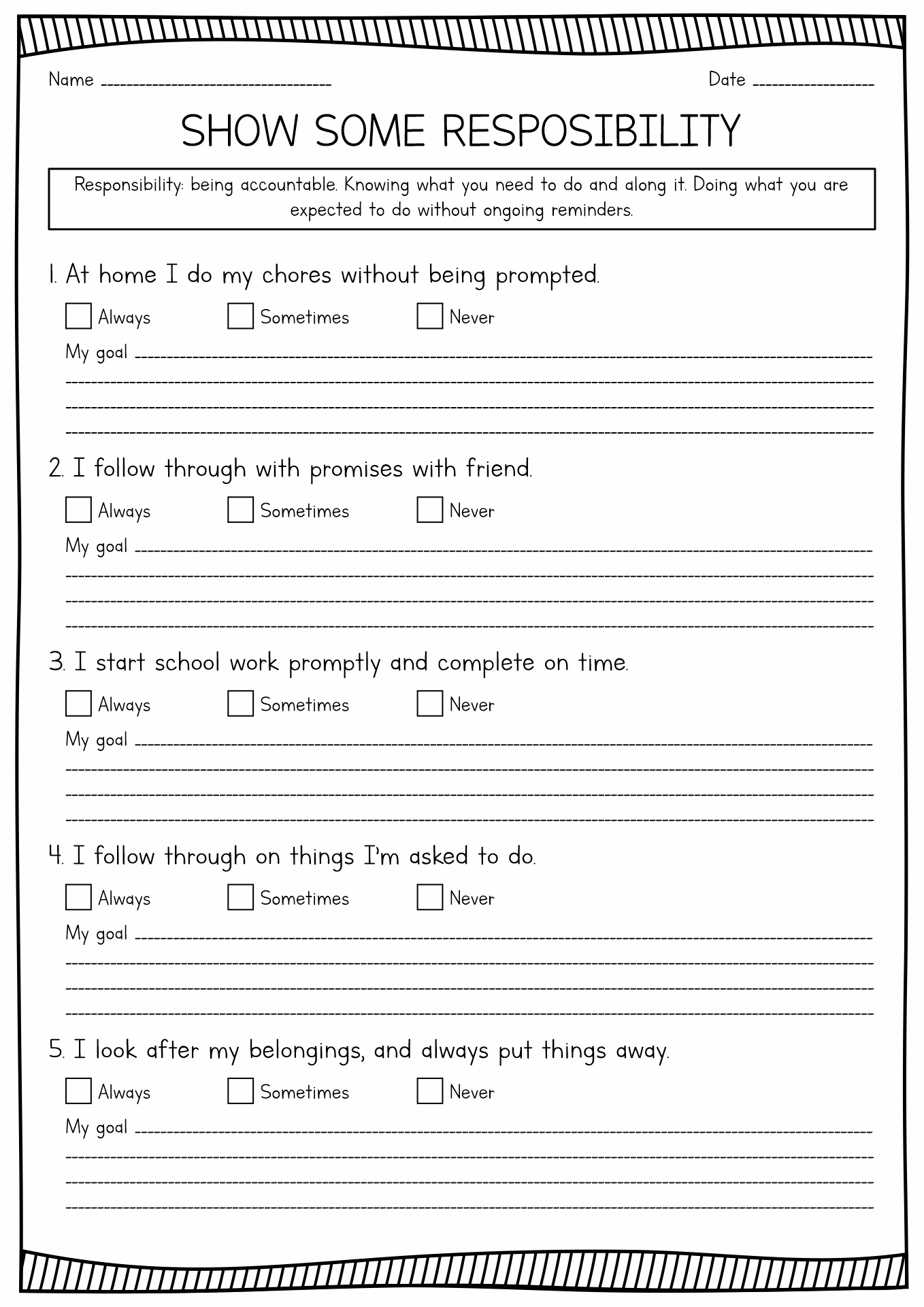 13 Printable Worksheets On Responsibility Worksheeto