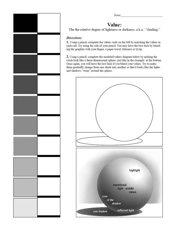 Shading Value Scale Worksheet