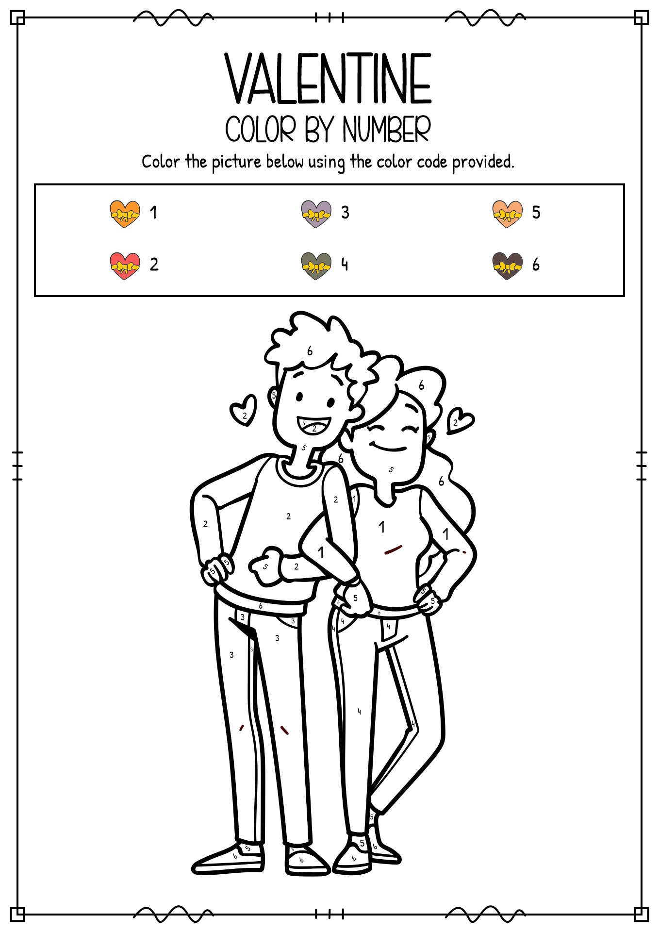 Valentine Color by Number Coloring Pages