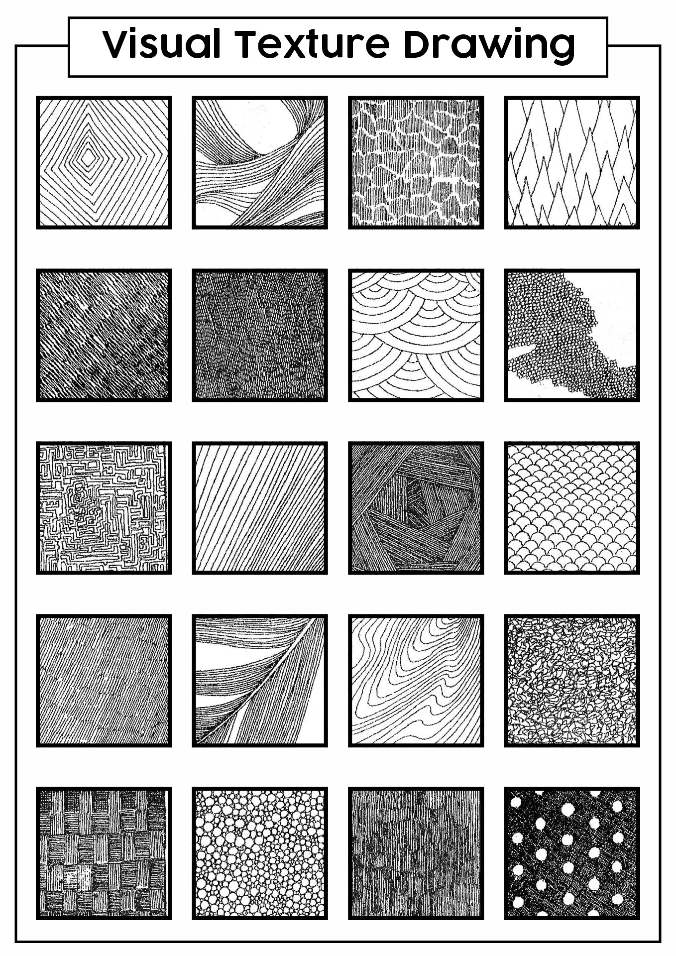 13 Best Images of Texture Line Drawing Techniques Worksheet - Art ...