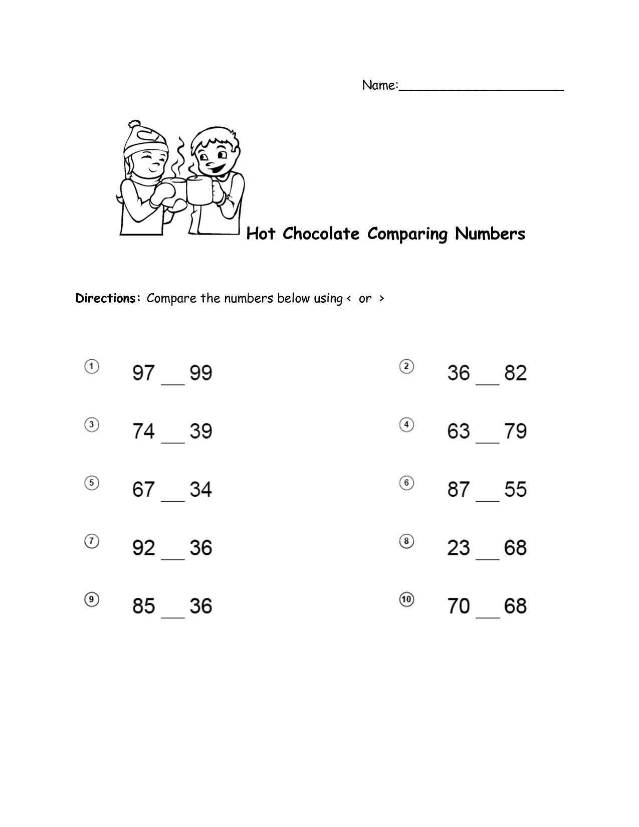 Comparing Numbers Worksheet