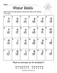 Free First Grade Winter Math Worksheets