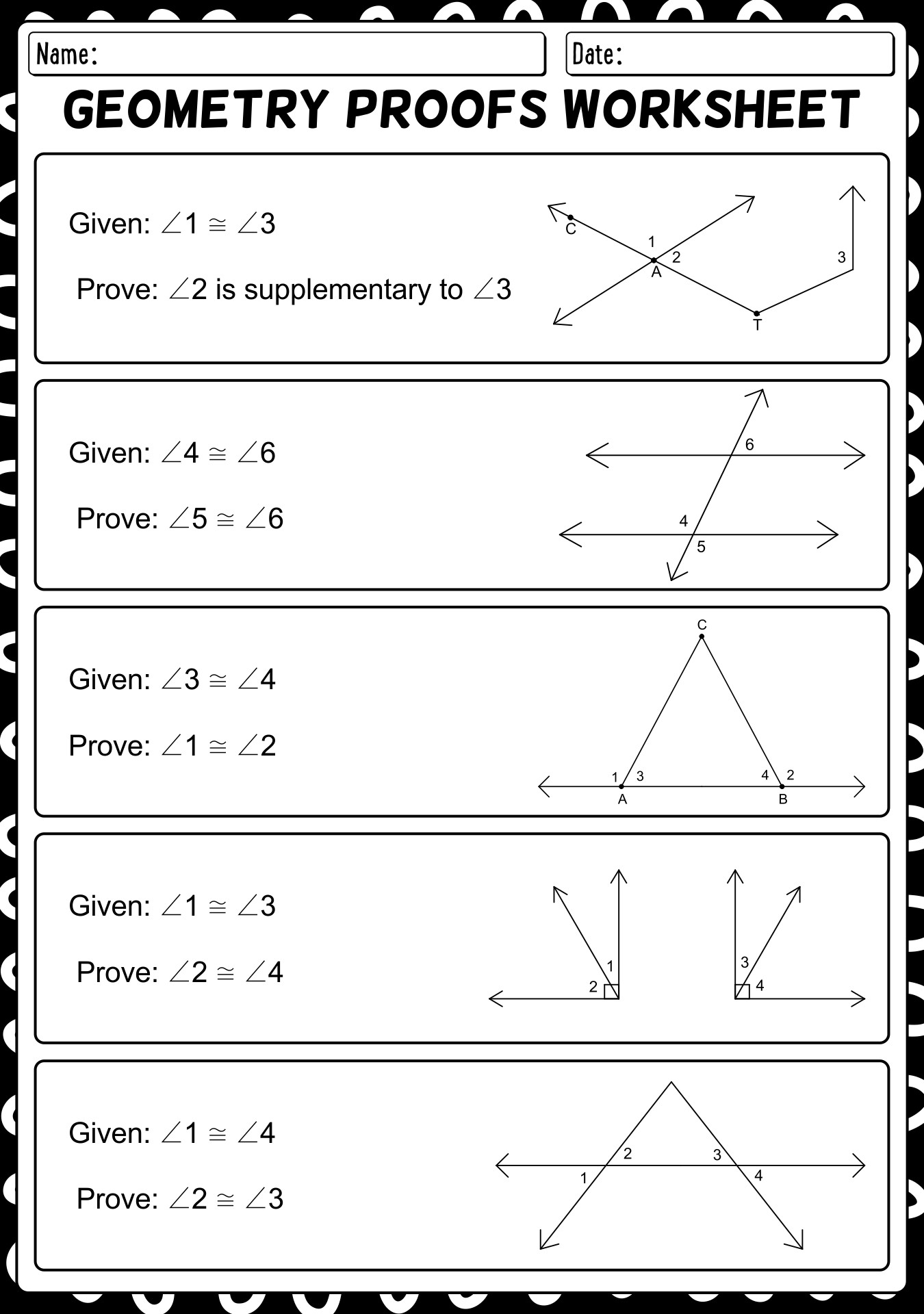 High School Geometry Proofs Worksheets