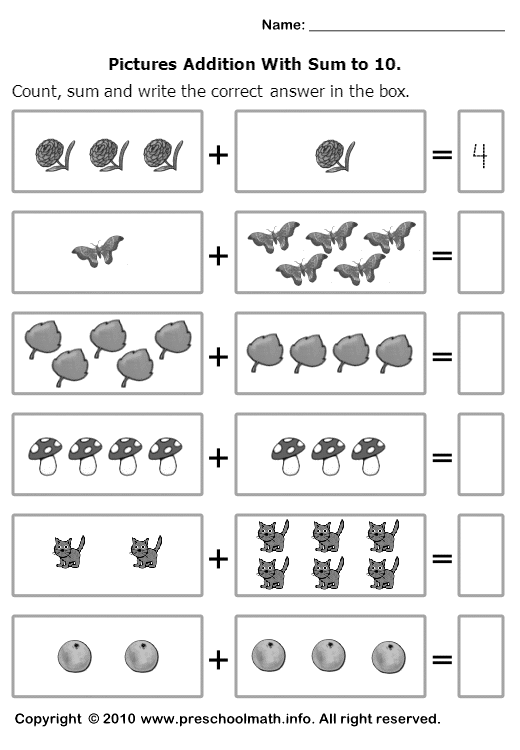 Kindergarten Math Addition Worksheets