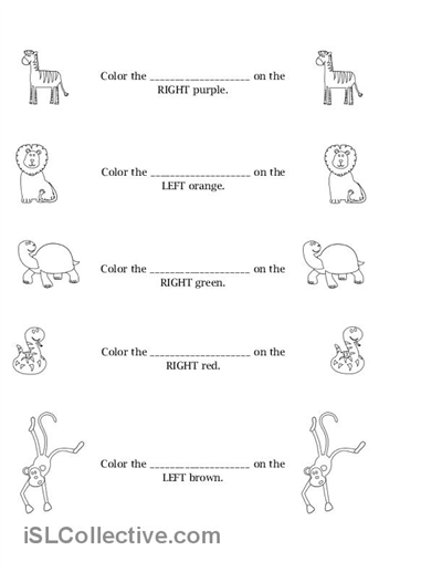 Left and Right Worksheets Kindergarten